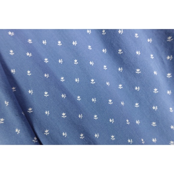 JACHS Girlfriend Blue Shirt L Cottagecore Sleeveless Chambray Floral Blouse - Picture 6 of 6